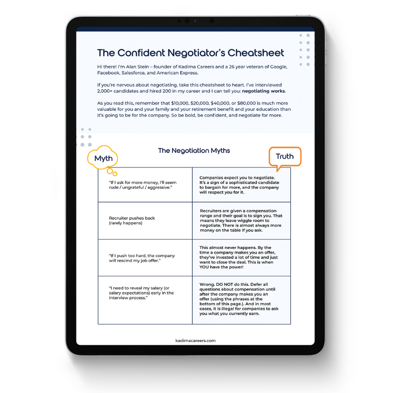 Negotiation Cheat Sheet | Kadima Careers